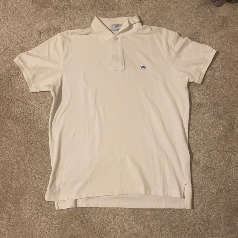 White Southern Tide short sleeve polo. Size Large. In good condition.